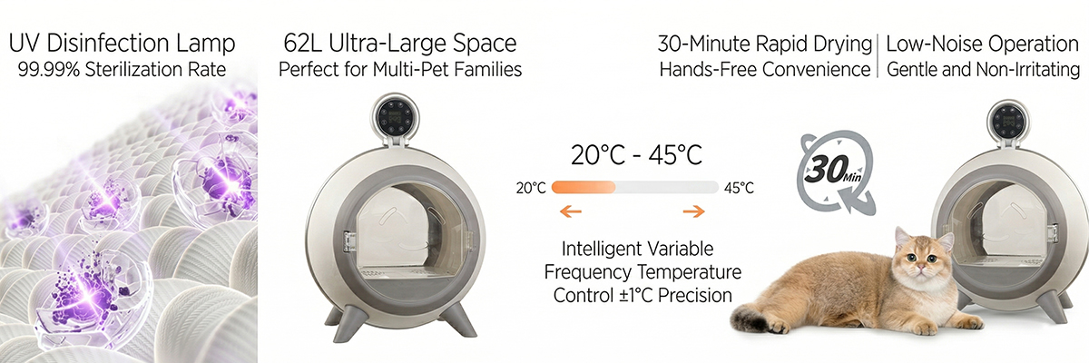 360 degree pet hair dryer