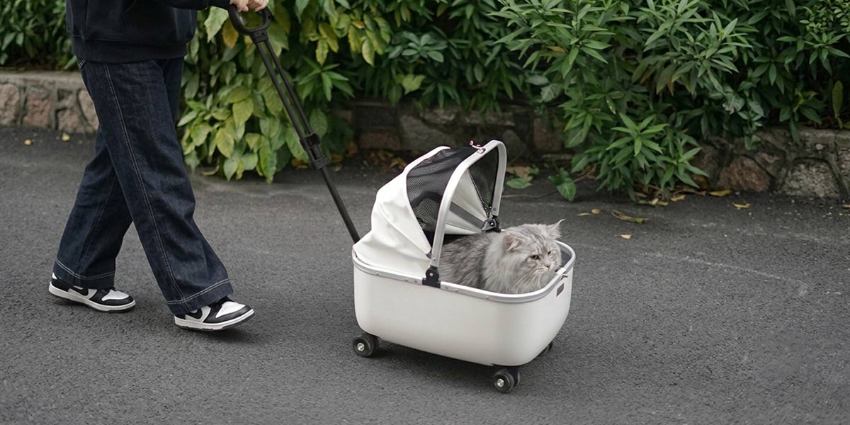 Panoramic breathable canopy pet stroller Panoramic breathable canopy pet stroller